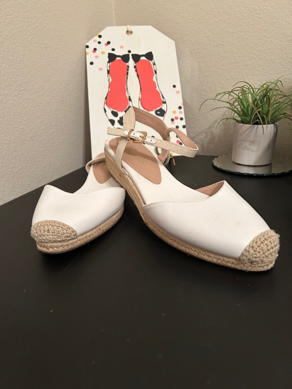 Dream Pairs Women’s White Espadrille Ankle-Strap Flats